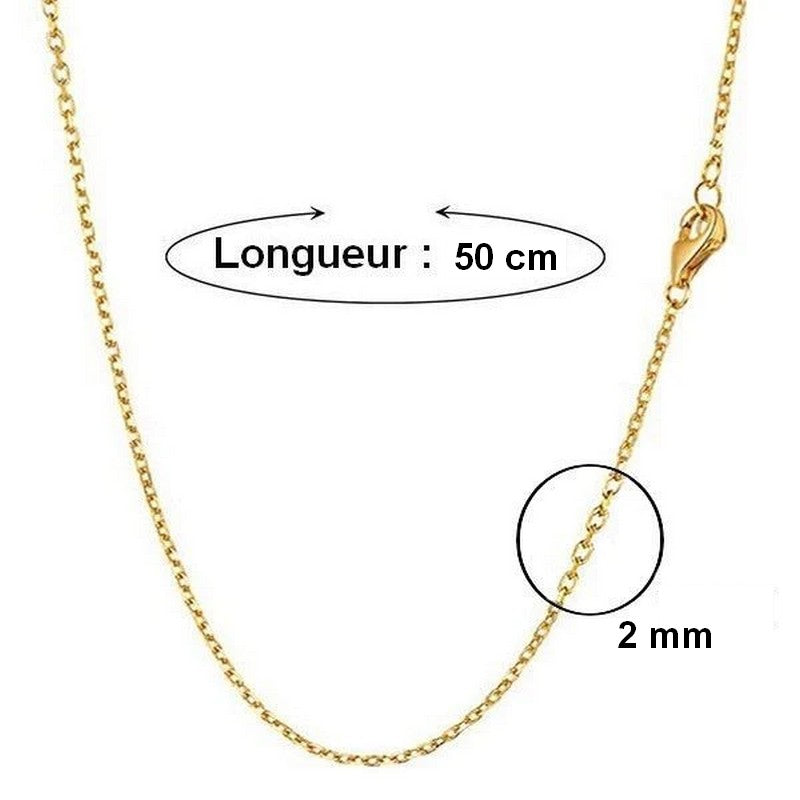 Lot de 10 Chaines acier 316 maille forçat - Couleur doré 50 cm - 2 mm