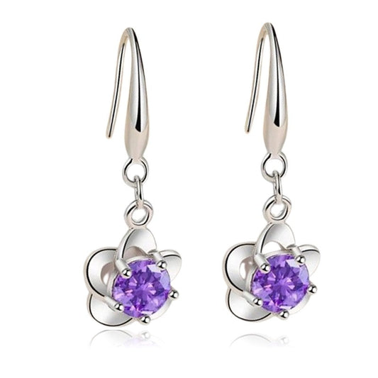 Boucles d'oreilles argent 925 tombantes Floral