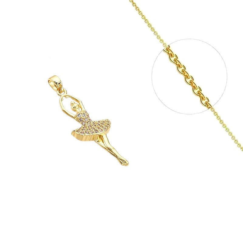 Collier chaîne et pendentif danseuse zirconiums couleurs sertis