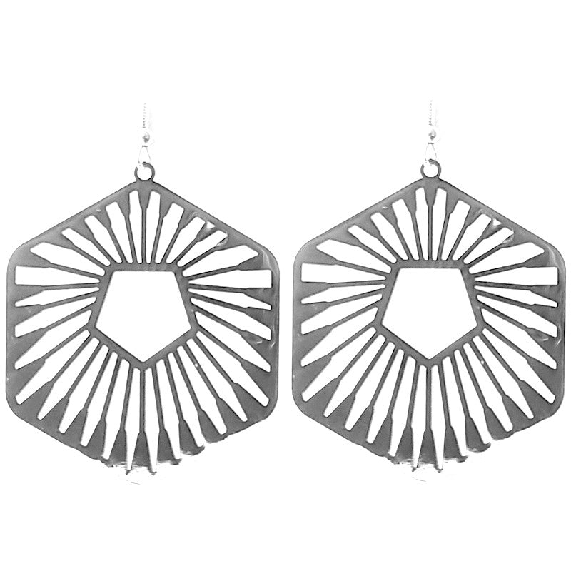 Boucles d'oreilles fantaisie filigrane polygone argent