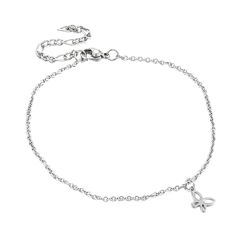 Chaîne de cheville en acier inoxydable breloque papillon