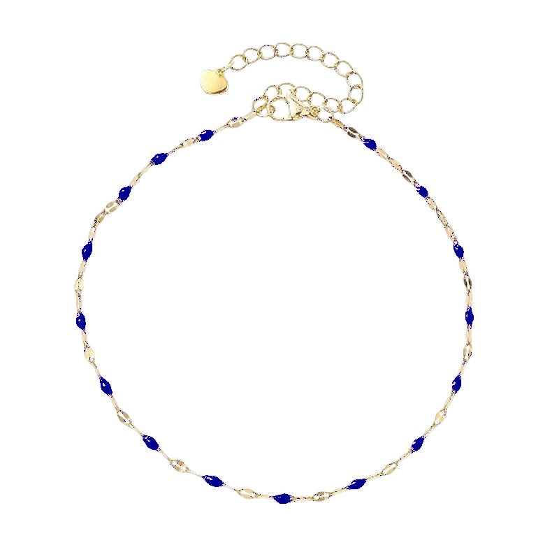 Chaîne de cheville en acier inoxydable couleur bleu