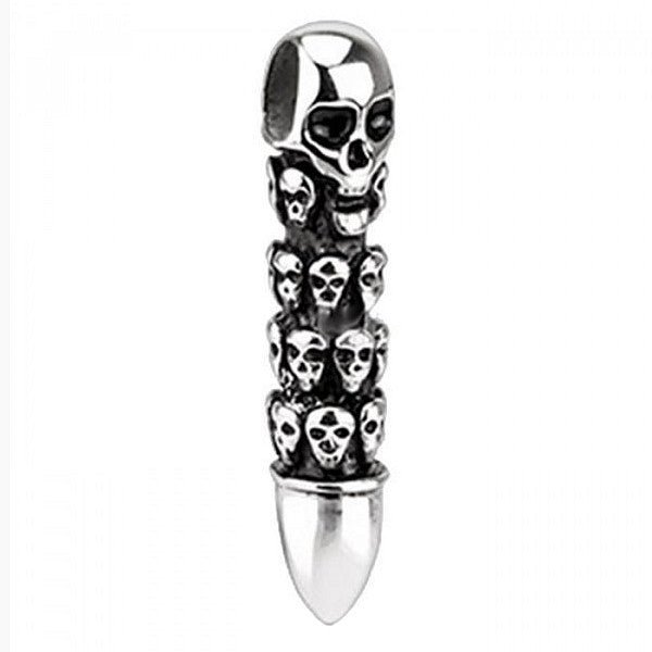 Pendentif acier 316 argenté Gothique Rock ou Biker - Multitude de tête de mort