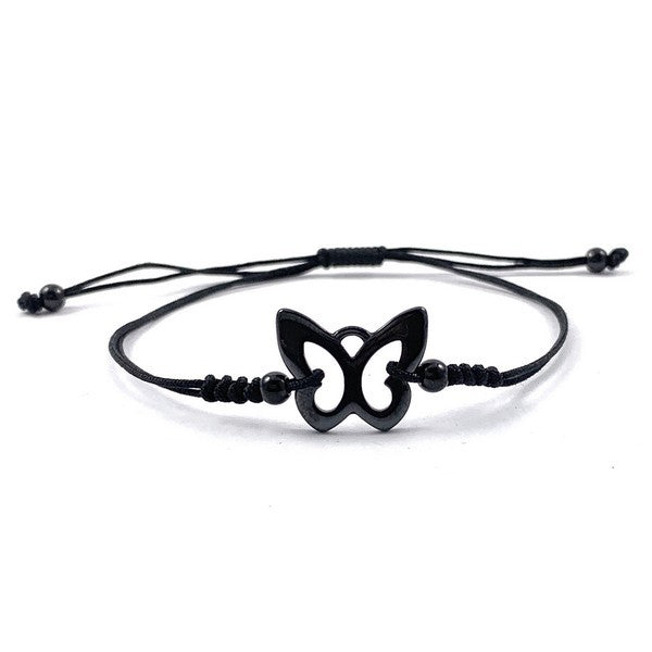 Bracelet cordon céramique - Papillon noir