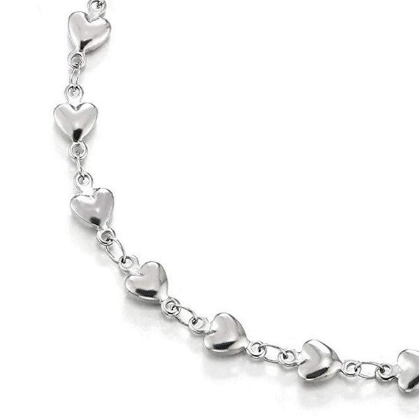 60 Chaînes colliers rhodié petits cœurs