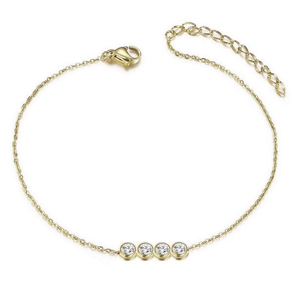 Chaine de cheville en Acier 316 - Lignée de strass doré