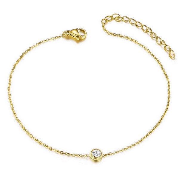 Chaine de cheville en Acier 316 - Solitaire doré