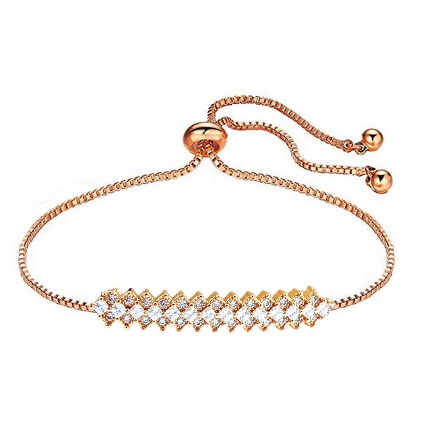 Bracelet pour femme - Couleur or rose - Serti main