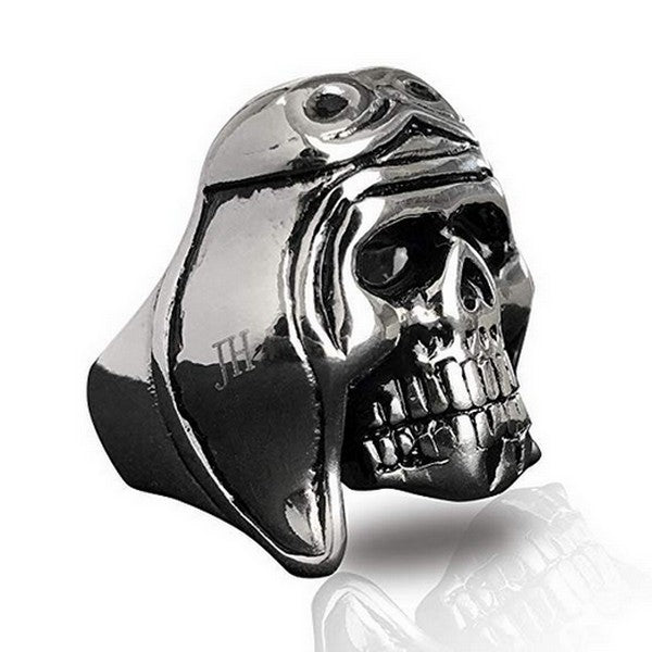 Bague acier 316 - Couleur Argent - Aviateur initial JH ( Johnny Halliday )