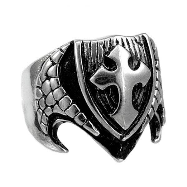 Bague acier 316 - Couleur Argenté - Croix