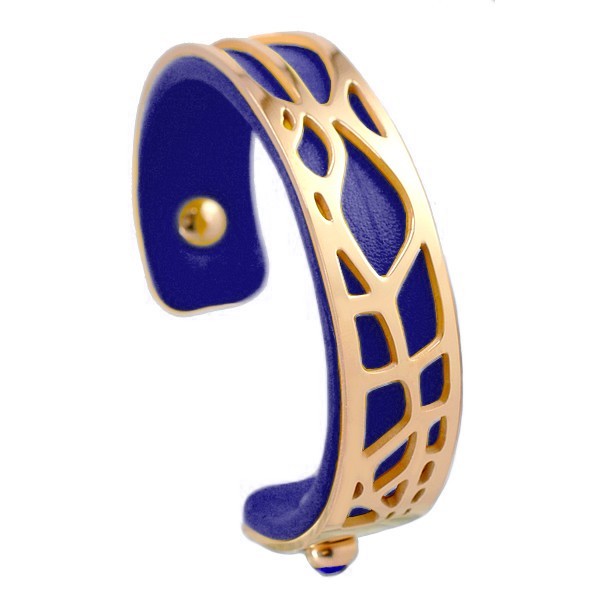 Bracelet pour femme - Acier inoxydable - cuir marine