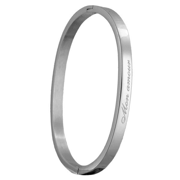 Bracelet message en acier pour enfant - Couleur argenté - gravure ' Mon amour '