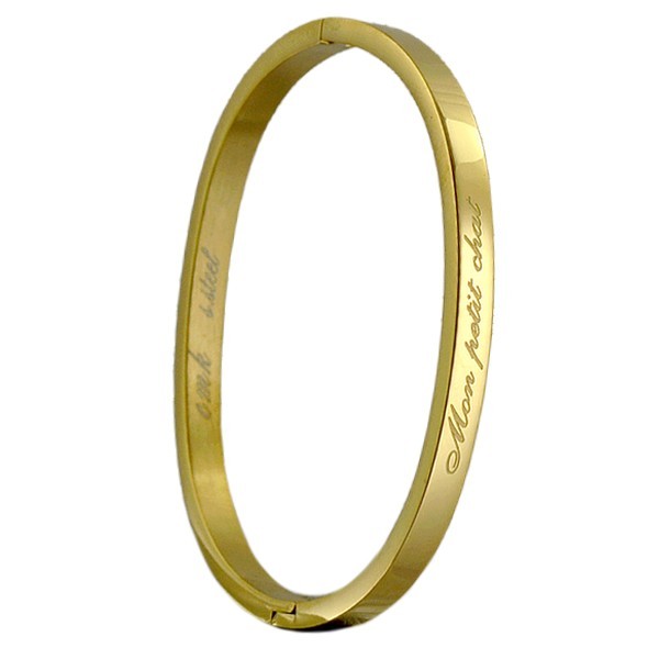 Bracelet message en acier pour enfant - Couleur doré - gravure ' Mon petit chat '