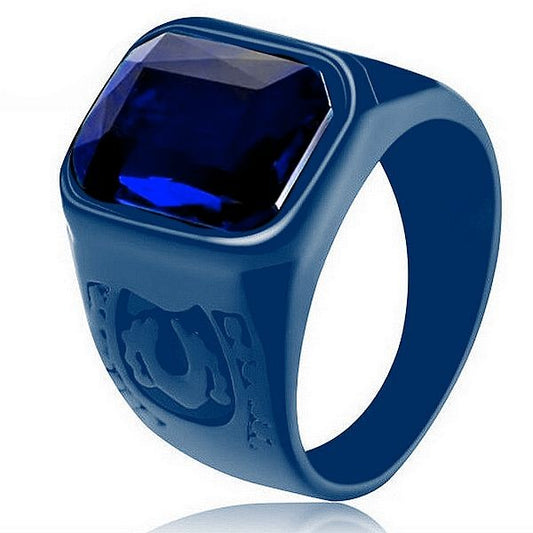 Bague pour homme - Acier 316 - Pierre bleu