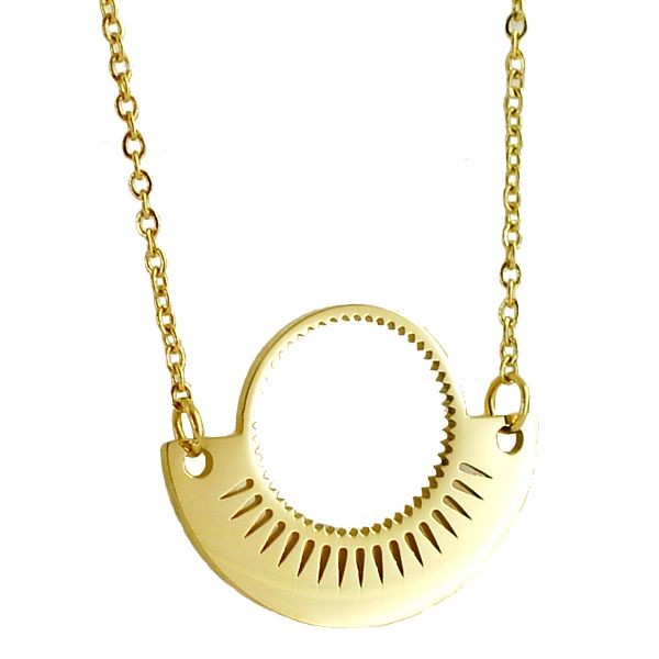 Collier pour femme - Acier doré - Cercle & demi cercle