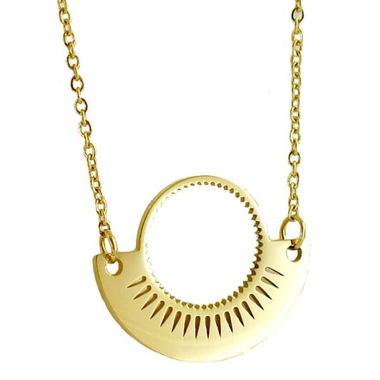 Collier pour femme - Acier doré - Cercle & demi cercle
