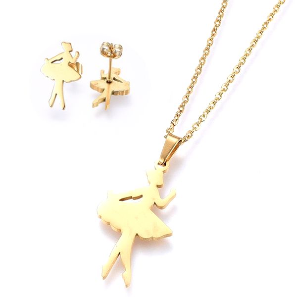 Ensemble collier & Boucles d'oreilles danseuse doré