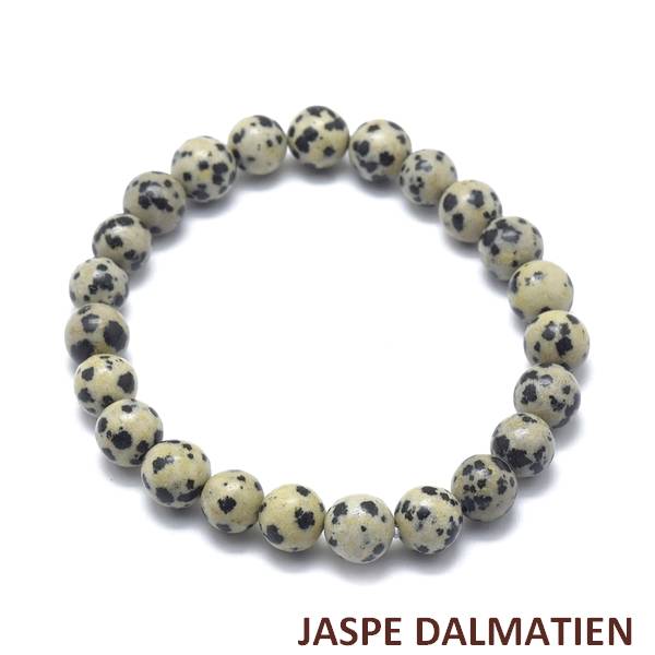 Bracelet pour homme ou femme - pierre naturelle 6 mm - Jaspe Dalmatien