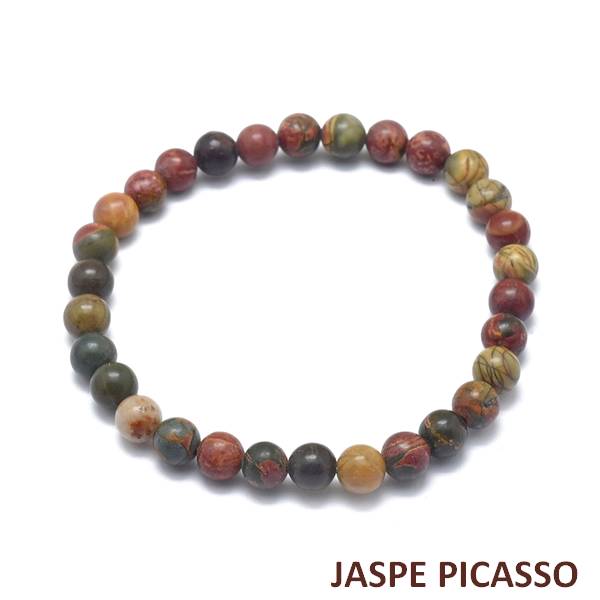 Bracelet pour homme ou femme - pierre naturelle 6 mm - Jaspe Picasso