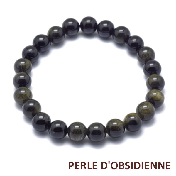 Bracelet pour homme ou femme - pierre naturelle 6 mm - Obsidienne