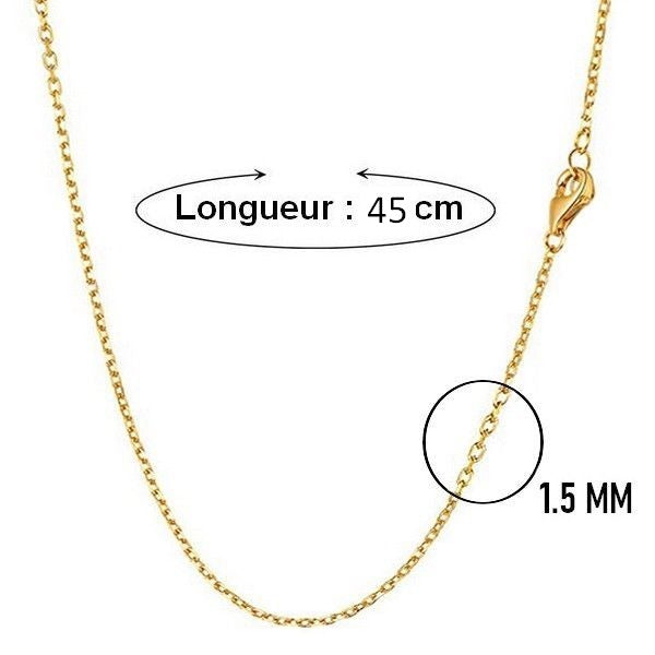 Chaines acier 316 maille forçat - Couleur doré 45 cm - 1.5 mm