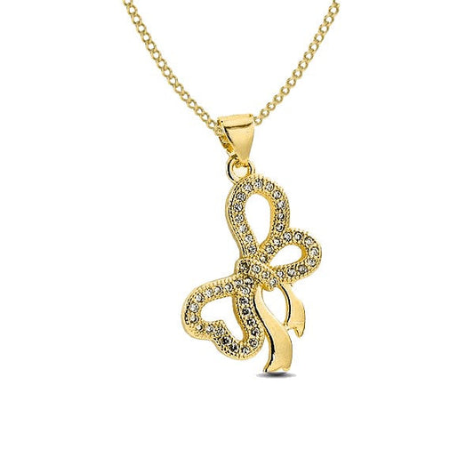 Collier pour femme de couleur or,  pendentif noeud ruban
