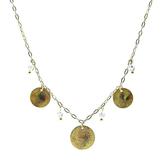 Collier pour femme - acier pierre naturelle - 3 disques - Howlite