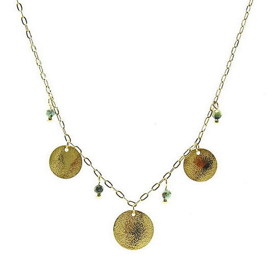 Collier pour femme - acier pierre naturelle - 3 disques - Turquoise d'Afrique