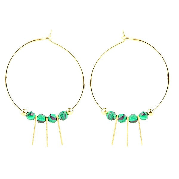 Boucles d'oreilles pour femme Créoles pierre naturelle Malachite