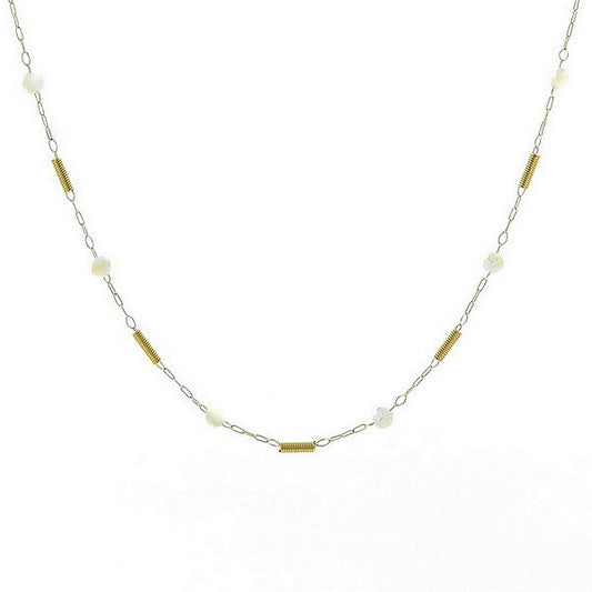 Collier pour femme pierre naturelle acier breloques Pierre de lune