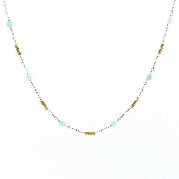 Collier pour femme pierre naturelle acier breloques Amazonite