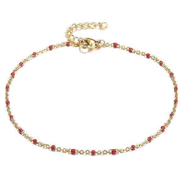 Chaîne de cheville acier 316 or rouge