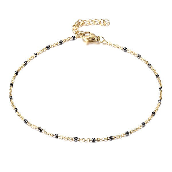 Chaîne de cheville acier 316 or noir