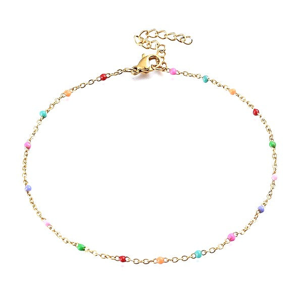 Chaîne de cheville acier 316 or multicouleur