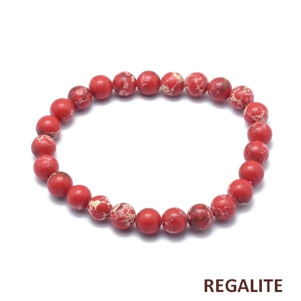 Bracelet pour Homme ou Femme - Pierre naturelle 8 mm - régalite rouge