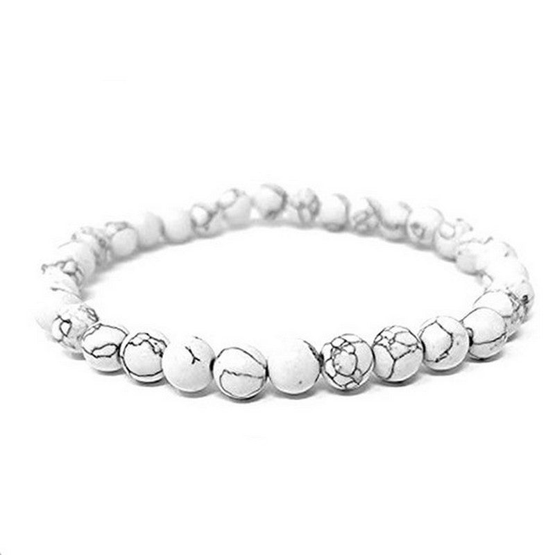 Bracelet pour Homme ou Femme - Pierre naturelle 10 mm - Howlite