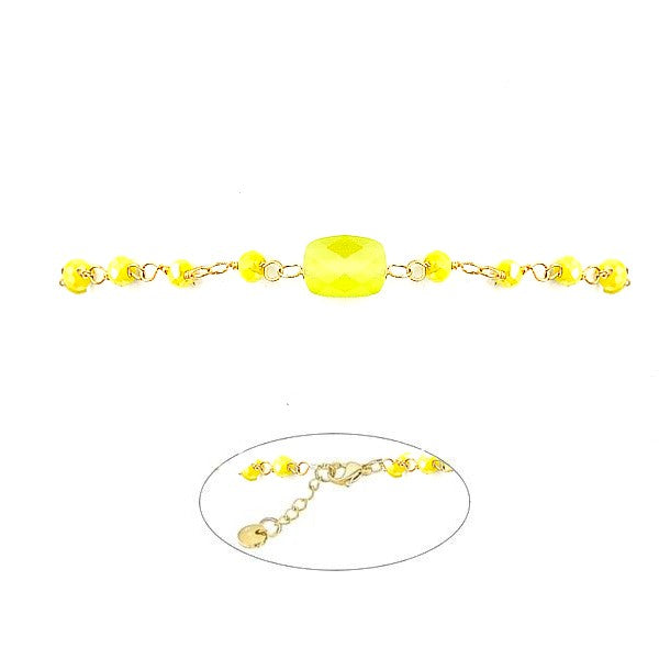 Bracelet pour femme acier 316 pierre naturelle Gemme jaune