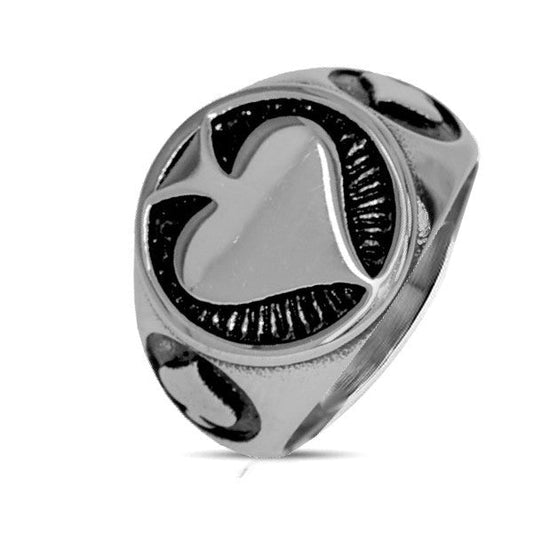 Bague homme en acier 316 carte pic