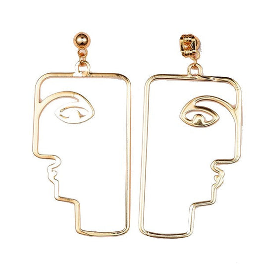 Boucles d'oreilles 18K femme visage 2 - 50 mm