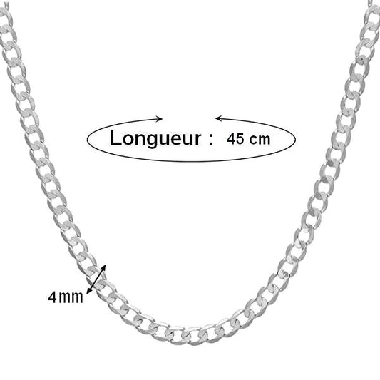 Collier rhodié maille gourmette 45 cm