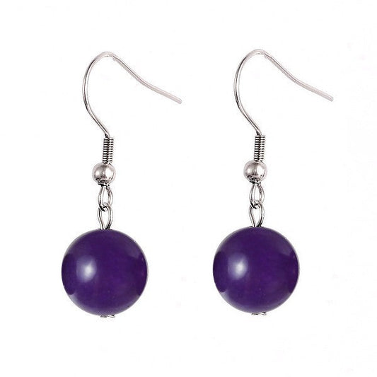 Boucles d'oreilles acier inoxydable tombante pierre naturelle agate