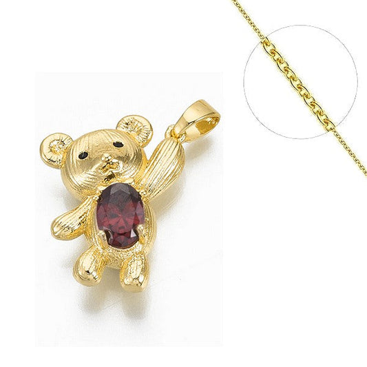 Collier chaine et pendentif zircon cubique nounours