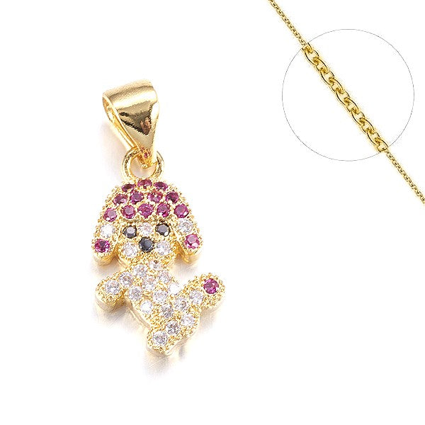 Collier chaine et pendentif zircon cubique petit chien