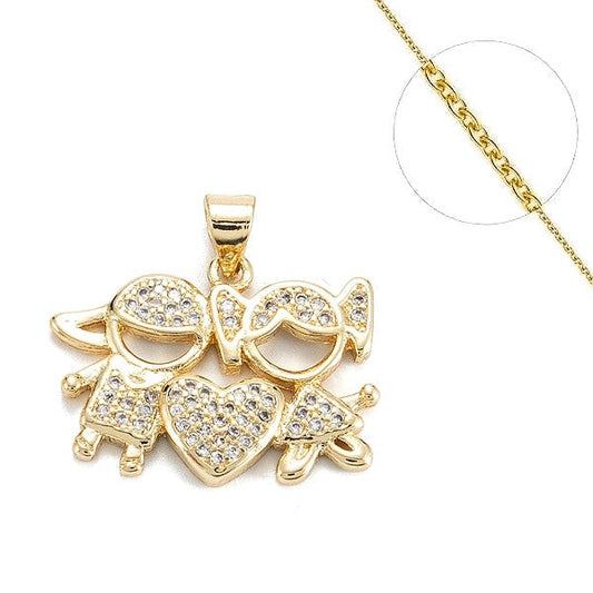 Collier chaine et pendentif zircon cubique garçon et fille
