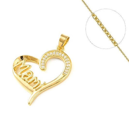 Collier chaine et pendentif zircon cubique coeur Mami