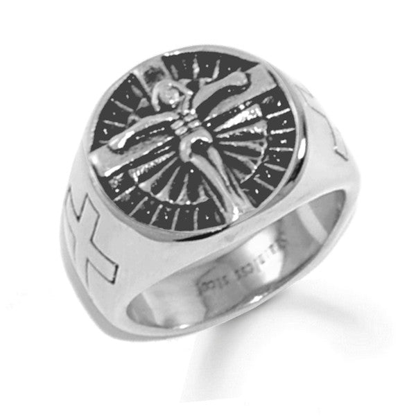 Bague chevalière Christ acier 316