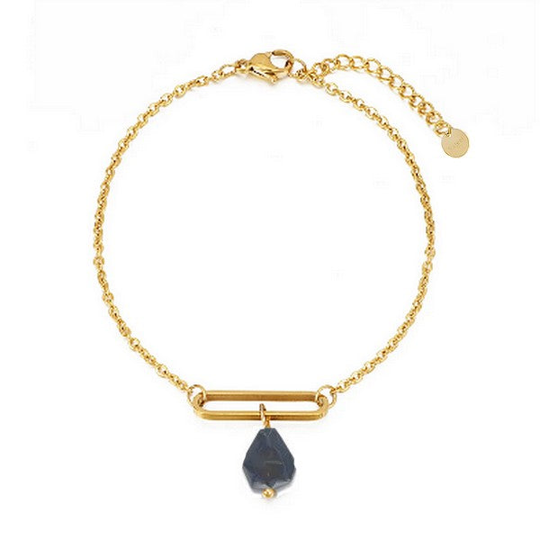 Bracelet acier 316 inoxydable ovale avec pierre naturelle agate