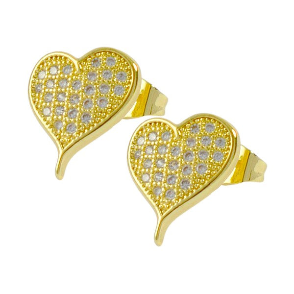 Boucles d'oreilles femme coeur diamant CZ sertis