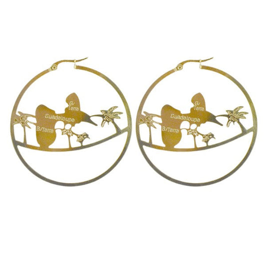 Boucles d'oreille Créoles Guadeloupe acier inoxydable doré