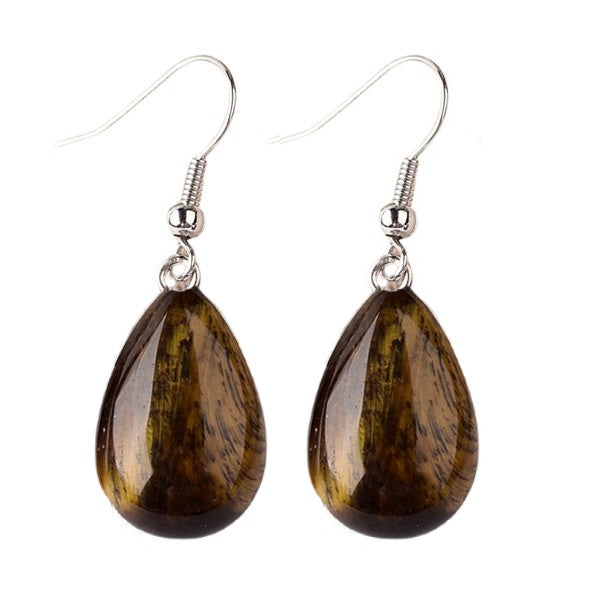 Boucles d'oreilles pierre naturelle goutte oeil de tigre